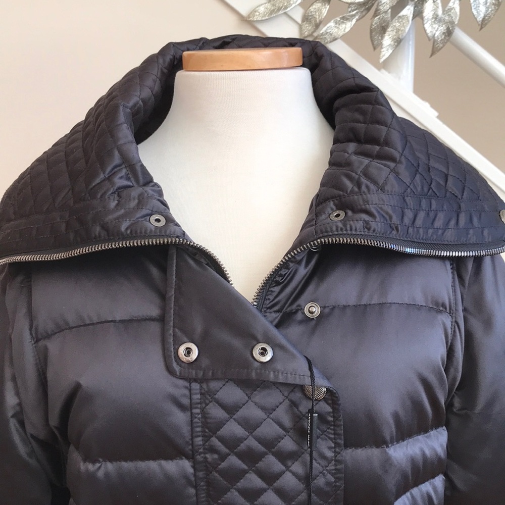 Andrew Marc Quilted Down Belted Satin Puffer Coat Jacket Black Size XL NWT - Picture 6 of 17